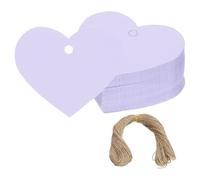 PATIKIL Gift Tags with String, 100Pcs Heart Shaped Blank Paper Tags Gift Wrapping Hang Labels with Jute Twine for Birthday Party Favors Wedding Valentine's Day DIY Crafts, Purple