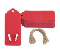 PATIKIL Gift Tags with String, 100Pcs Scalloped Top Rectangle Hollow Butterfly Blank Paper Tags Gift Wrapping Hang Labels with Jute Twine for Birthday Party Favors Wedding, Red