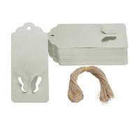 PATIKIL Gift Tags with String, 100Pcs Scalloped Top Rectangle Hollow Butterfly Blank Paper Tags Gift Wrapping Hang Labels with Jute Twine for Birthday Party Favors Wedding, Gray
