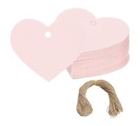 PATIKIL Gift Tags with String, 200Pcs Heart Shaped Blank Paper Tags Gift Wrapping Hang Labels with Jute Twine for Birthday Party Favors Wedding Valentine's Day DIY Crafts, Pink