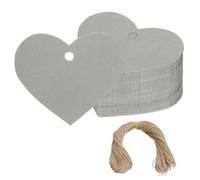 PATIKIL Gift Tags with String, 200Pcs Heart Shaped Blank Paper Tags Gift Wrapping Hang Labels with Jute Twine for Birthday Party Favors Wedding Valentine's Day DIY Crafts, Gray