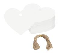 PATIKIL Gift Tags with String, 200Pcs Heart Shaped Blank Paper Tags Gift Wrapping Hang Labels with Jute Twine for Birthday Party Favors Wedding Valentine's Day DIY Crafts, White