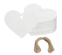 PATIKIL Gift Tags with String, 200Pcs Heart Shaped Blank Paper Tags Gift Wrapping Hang Labels with Jute Twine for Birthday Party Favors Wedding Valentine's Day DIY Crafts, Clear White