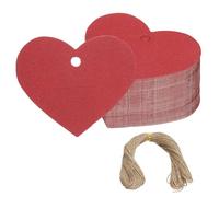 PATIKIL Gift Tags with String, 200Pcs Heart Shaped Blank Paper Tags Gift Wrapping Hang Labels with Jute Twine for Birthday Party Favors Wedding Valentine's Day DIY Crafts, Red