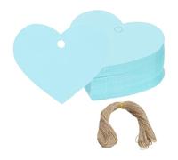 PATIKIL Gift Tags with String, 200Pcs Heart Shaped Blank Paper Tags Gift Wrapping Hang Labels with Jute Twine for Birthday Party Favors Wedding Valentine's Day DIY Crafts, Blue