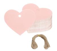 PATIKIL Gift Tags with String, 200Pcs Heart Shaped Blank Paper Tags Gift Wrapping Hang Labels with Jute Twine for Birthday Party Favors Wedding Valentine's Day DIY Crafts, Light Pink