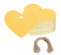 PATIKIL Gift Tags with String, 200Pcs Heart Shaped Blank Paper Tags Gift Wrapping Hang Labels with Jute Twine for Birthday Party Favors Wedding Valentine's Day DIY Crafts, Yellow
