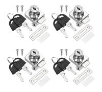 PATIKIL Glass Cabinet Lock, 4 Pcs Keyed Different Zinc Alloy Single Swing Showcase Lock Thickened No Drill Glass Door Lock for 5-8mm Glass Door, Silver Tone
