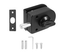PATIKIL Glass Door Lock, 304 Stainless Steel Frameless Floor Ground Latch Lock for 10-12mm Thickness Internal Locking for Hotel Bathroom Shop Office, Black