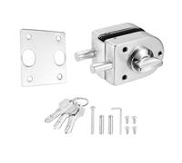 PATIKIL Glass Door Lock, 304 Stainless Steel Frameless Glass Door Lock Single Swing Type for 10-12mm Thickness Internal Lockable with 3 Keys for Hotel Bathroom Shop, Silver