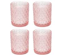 PATIKIL Glass Empty Candle Jars, 4 Pcs Diamond Embossed Candle Containers for Candle Making, DIY Gifts, Home Decor, Storage, Pink