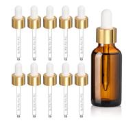 PATIKIL Glass Eye Dropper, 10 Pcs Droppers Liquids Closure Top with Measurement 30ml(1oz) Glass Small Bottles for Liquids Essential Oils Dispenser Perfume Storage Lab, White/Gold Top