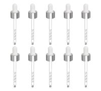 PATIKIL Glass Eye Dropper, 10 Pcs Droppers Liquids Closure Top with Measurement mark for 50ml(1.7oz) Glass Bottles Liquids Essential Oils Dispenser Perfume Storage Lab, White/Silver Top