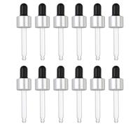 PATIKIL Glass Eye Dropper Caps, 12 Pcs Anodized Aluminum Glass Dropper Closure Top for 15ml(1/2oz) Essential Oils Bottle, Perfume, Lab Experiments, Silver Tone