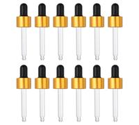 PATIKIL Glass Eye Dropper Caps, 12 Pcs Anodized Aluminum Glass Dropper Closure Top for 15ml(1/2oz) Essential Oils Bottle, Perfume, Lab Experiments, Gold Tone