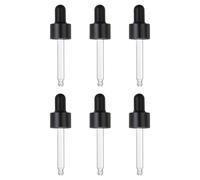 PATIKIL Glass Eye Dropper Caps, 6 Pcs Anodized Aluminum Glass Dropper Closure Top for 15ml(1/2oz) Essential Oils Bottle, Perfume, Lab Experiments, Black