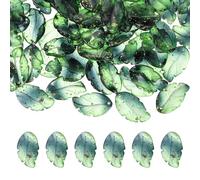 PATIKIL Glass Leaf Beads, 100Pcs Cute Crystal Leaf Charms, Translucent Czech Spacer Beads for DIY Jewelry Making Bracelets Necklace Wind Chimes Suncatchers, Dark Green