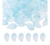 PATIKIL Glass Leaf Beads, 100Pcs Cute Crystal Leaf Charms, Translucent Czech Spacer Beads for DIY Jewelry Making Bracelets Necklace Wind Chimes Suncatchers, Gradient Sky Blue