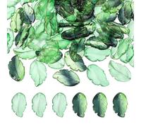 PATIKIL Glass Leaf Beads, 100Pcs Cute Crystal Leaf Charms, Translucent Czech Spacer Beads for DIY Jewelry Making Bracelets Necklace Wind Chimes Suncatchers, Grass Green/Dark Green