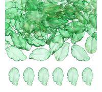 PATIKIL Glass Leaf Beads, 100Pcs Cute Crystal Leaf Charms, Translucent Czech Spacer Beads for DIY Jewelry Making Bracelets Necklace Wind Chimes Suncatchers, Grass Green