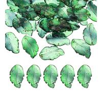 PATIKIL Glass Leaf Beads, 30 Pcs Crystal Leaf Beads Translucent Czech Glass Beads Spacer Bead for DIY Jewelry Making Bracelets Necklace, Gold Dark Green