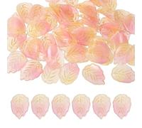 PATIKIL Glass Leaf Beads, 50Pcs Cute Crystal Lamp Work Leaf Charms, Translucent Czech Spacer Beads for DIY Jewelry Making Bracelets Necklace Wind Chimes Suncatchers, Pink Yellow/Golden