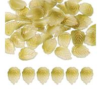 PATIKIL Glass Leaf Beads, 50Pcs Cute Crystal Lamp Work Leaf Charms, Translucent Czech Spacer Beads for DIY Jewelry Making Bracelets Necklace Wind Chimes Suncatchers, Olive/Golden