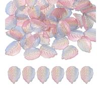 PATIKIL Glass Leaf Beads, 50Pcs Cute Crystal Lamp Work Leaf Charms, Translucent Czech Spacer Beads for DIY Jewelry Making Bracelets Necklace Wind Chimes Suncatchers, Blue Purple/Golden