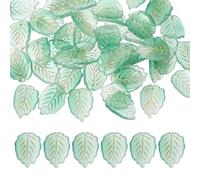 PATIKIL Glass Leaf Beads, 50Pcs Cute Crystal Lamp Work Leaf Charms, Translucent Czech Spacer Beads for DIY Jewelry Making Bracelets Necklace Wind Chimes Suncatchers, Green/Golden