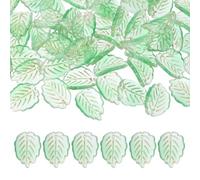 PATIKIL Glass Leaf Beads, 50Pcs Cute Crystal Lamp Work Leaf Charms, Translucent Czech Spacer Beads for DIY Jewelry Making Bracelets Necklace Wind Chimes Suncatchers, Cyan/Golden