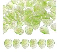 PATIKIL Glass Leaf Beads, 50Pcs Cute Crystal Lamp Work Leaf Charms, Translucent Czech Spacer Beads for DIY Jewelry Making Bracelets Necklace Wind Chimes Suncatchers, Light Green/Golden