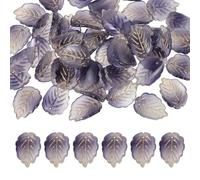 PATIKIL Glass Leaf Beads, 50Pcs Cute Crystal Lamp Work Leaf Charms, Translucent Czech Spacer Beads for DIY Jewelry Making Bracelets Necklace Wind Chimes Suncatchers, Dark Purple/Golden