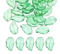 PATIKIL Glass Leaf Beads, 80 Pcs Crystal Leaf Beads Translucent Czech Glass Beads Spacer Bead for DIY Jewelry Making Bracelets Necklace, Gold Grass Green