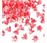 PATIKIL Glass Lily Flower Beads, 100 Pcs Gradient Flower Bead Charm for DIY Craft Decorations, Red