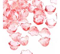 PATIKIL Glass Trumpet Flower Beads, 50 Pcs Gradient Flower Bead Charm for Jewelry Making DIY Craft, Bracelets, Earrings, Necklaces Decorations, Clear White Pink