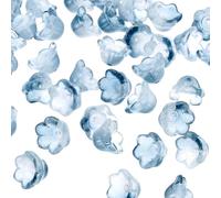 PATIKIL Glass Trumpet Flower Beads, 50 Pcs Gradient Flower Bead Charm for Jewelry Making DIY Craft, Bracelets, Earrings, Necklaces Decorations, Ink Blue