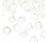 PATIKIL Glass Trumpet Flower Beads, 50 Pcs Gradient Flower Bead Charm for Jewelry Making DIY Craft, Bracelets, Earrings, Necklaces Decorations, Bright White