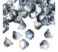PATIKIL Glass Trumpet Flower Beads, 50 Pcs Gradient Flower Bead Charm for Jewelry Making DIY Craft, Bracelets, Earrings, Necklaces Decorations, Black Gold