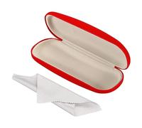 PATIKIL Glasses Case, PU Leather Hard Shell Portable Protective Concise Unisex Eyeglass Holder Protector with Cleaning Cloth for Glasses Sunglasses, Red