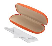 PATIKIL Glasses Case, PU Leather Hard Shell Portable Protective Concise Unisex Eyeglass Holder Protector with Cleaning Cloth for Glasses Sunglasses, Orange