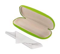PATIKIL Glasses Case, PU Leather Hard Shell Portable Protective Concise Unisex Eyeglass Holder Protector with Cleaning Cloth for Glasses Sunglasses, Green