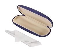 PATIKIL Glasses Case, PU Leather Hard Shell Portable Protective Concise Unisex Eyeglass Holder Protector with Cleaning Cloth for Glasses Sunglasses, Blue