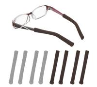 PATIKIL Glasses Ear Cushion 2.17 In, 4 Pairs Soft Ear Grippers Knitting Cotton Glasses Non-Slip Comfortable Elastic Eyeglasses Arm Cushions Temple Tips for Sunglasses Eyewear, Brown/Gray