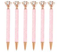 PATIKIL Glitter Ballpoint Pen, 6Pcs Crystal Diamond Twist Metal Pen Shine 1.0mm Medium Point Black Ink for Note Taking Journaling, Pink