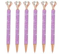 PATIKIL Glitter Ballpoint Pen, 6Pcs Crystal Diamond Twist Metal Pen Shine 1.0mm Medium Point Black Ink for Note Taking Journaling, Purple