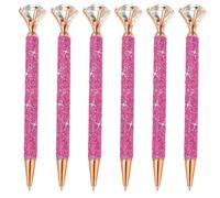 PATIKIL Glitter Ballpoint Pen, 6Pcs Crystal Diamond Twist Metal Pen Shine 1.0mm Medium Point Black Ink for Note Taking Journaling, Rose Red