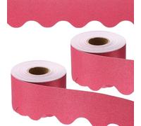 PATIKIL Glitter Bulletin Board Border, 2 Roll 131.2 Feet Poster Chalkboard Cork Decoration Trim Scalloped Borders Wall Decor for Classroom Office Locker, Red