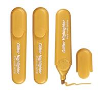 PATIKIL Glitter Highlighter, 3 Pack Bling Water Based Broad Tip Writing Marker Pens Cute Pastel Colored Highlighter Studying Supplies for Office Home Daily Use, Yellow