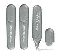 PATIKIL Glitter Highlighter, 3 Pack Bling Water Based Broad Tip Writing Marker Pens Cute Pastel Colored Highlighter Studying Supplies for Office Home Daily Use, Gray