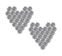 PATIKIL Glitter Roses, 50 Pcs Foam Artificial Flowers Roses Heads Real Looking Fake Flower Bulk with Stem for DIY Wedding Bouquets Centerpieces Wreath Home Party Decoration, Silver